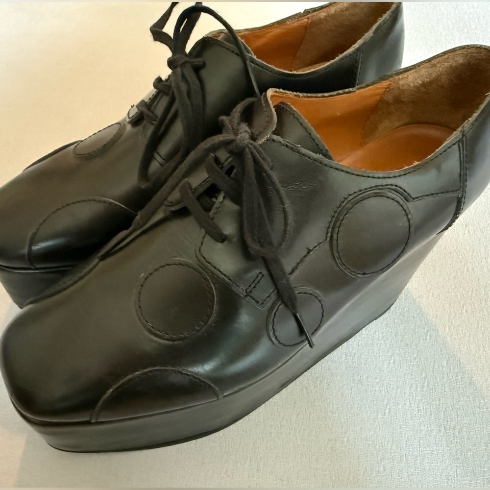 Junya Watanabe Comme Des Garcons Black Dot Platform Wedge Shoes - Size 7